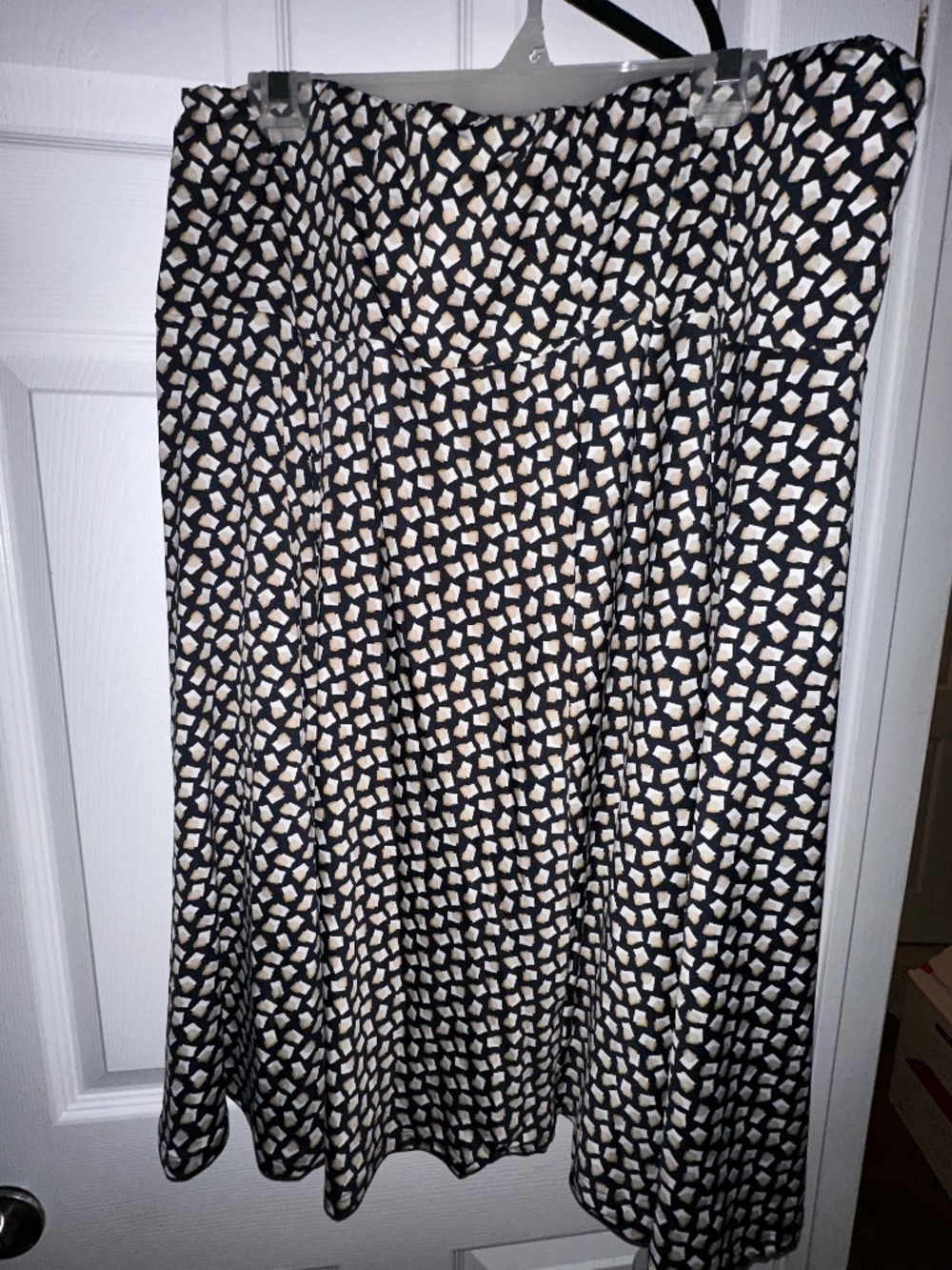Plus Size Abstract Print A-Line Skirt 2X Dressbarn Black Beige Midi Work Casual